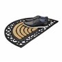 Relaxdays Paillasson fibres de coco 75x45 cm tapis de sol antidérapant demi-rond rayé motifs résistant aux intempéries, noir/nat