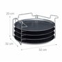 Relaxdays 10020495 Plaques de cuisson pizza lot de 4 avec support HxlxP : 20 x 32 x 32 cm avec perforation revêtement antiadhési