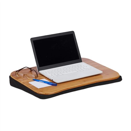 Relaxdays 10021548 Coussin Ordinateur Portable Bambou Support Amovible Poignée L x P: 51 x 37 cm (jusqu’à 22 pouces) Nature