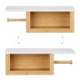 Relaxdays Dérouleur Papier Toilette avec étagère, Support en Bambou, Compartiment, HxLxP : 17x50x18 cm, Nature - Blanc