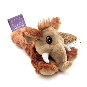 Habibi 1618 Coussin chauffant en peluche pour enfants et adultes – Mammouth avec garnissage en millet