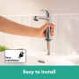 hansgrohe Rebris S - Mitigeur de lavabo avec tirette et vidage, économie d'énergie (CoolStart), Robinet de salle de bain avec ha