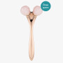 Navaris Rouleau massage visage - Roller de massage en quartz rose pour yeux front joues lèvre cou nez - Roll on facial en design