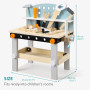 Navaris Établi pour Enfant en Bois - Banc à Outils avec 20 pièces en MDF - Jeu d'éveil et de Construction pour Enfants de 3 Ans