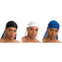 Lot de 3 Bandana US Durag Noir + Blanc + Bleu Electrique - Gangsta Rap Hip Hop West Coast - USA du Rag - Airsoft - Paintball - H