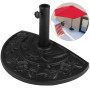 Demi-Pied de Parasol Noir Demi-Cercle Aspect Fonte Vintage et Motifs Floraux