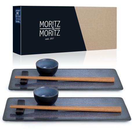 Moritz & Moritz Service Sushi pour 2 Personnes - 10 Pièces - Service a Sushi avec 2x Assiette à Sushi