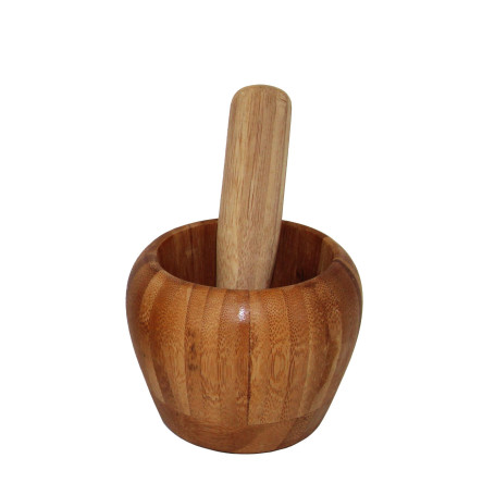 rukauf Mortier et pilon en bois de bambou