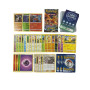 Pok Lot de 50 Cartes Pokemon sans Doubles + 1 Pokemon Booster aléatoire + 2 Cartes Brillantes Cadeau + 1 Cartes Rare! + 100 Hear