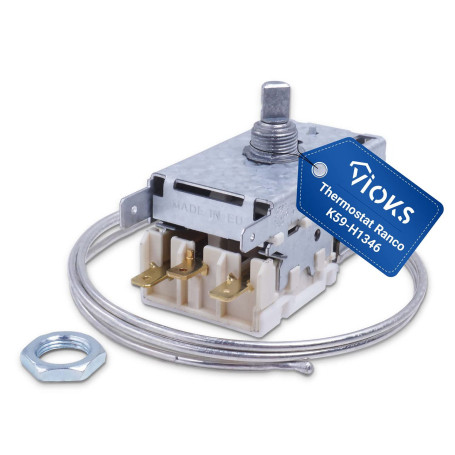 VIOKS Thermostat de rechange pour réfrigérateur Danfoss 077B6467 & Ranco K59-H1346 – Thermostat universel pour réfrigérateur 3 é