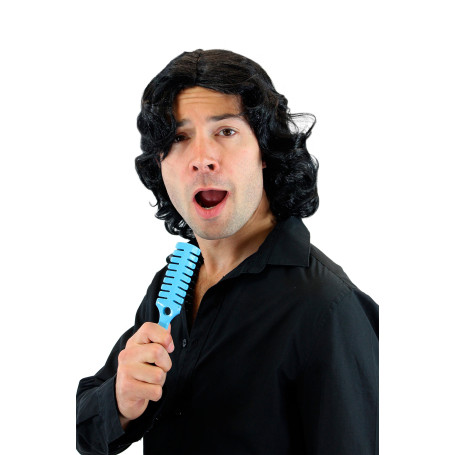 WIG ME UP - Perruque Noire Hommes Femmes Unisexe Gigolo 70s Pop Star Chanteur Danseur Playboy 3750