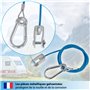 valonic cable securite remorque, 1m, bleu, avec mousqueton, charge de rupture 250kg, corde de déchirure avec chape (manille), co