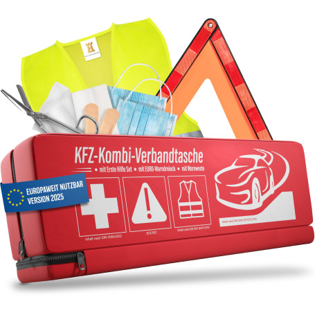 HELDENWERK Sac combiné pour voiture (3 en 1) selon la norme actuelle 2025 – Avec triangle de signalisation