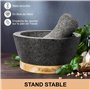 Tortillada - XXL Ensemble mortier et pilon de 16 cm en granit naturel avec base en bois anti-rayures Moulin à épices et à herbes