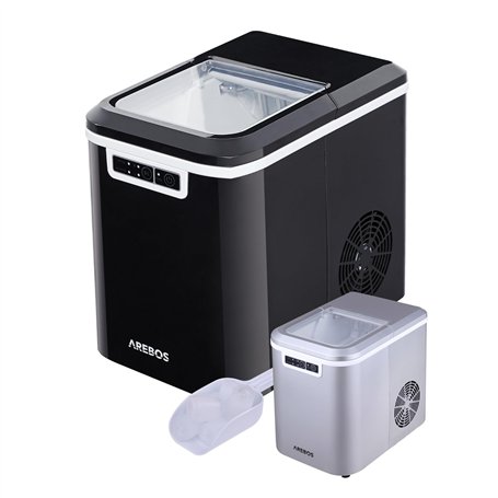 Arebos Machine à glaçons | 12 kg / 24 h | 10-15 minutes de production | 2 tailles de glaçons | Réservoir d'eau de 2