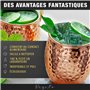 Vezato Verre Moskau Mule [500ml] - Verre en cuivre pour Moskau Mule avec pailles - Verre moscow mule fait main [4 pièces] - Inox