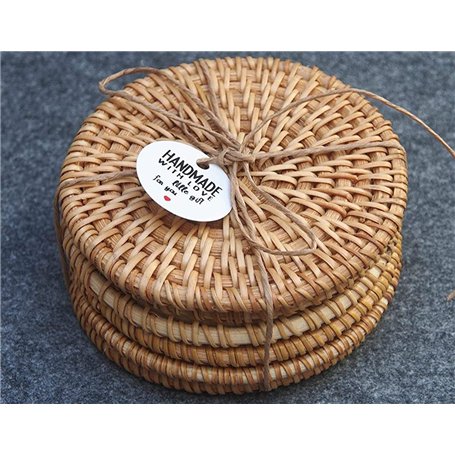 Wooloow Lot de 6 Dessous de Verre en rotin pour Verres