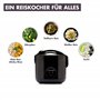 REISHUNGER Cuiseur à riz & cuiseur vapeur avec revêtement céramique, noir, 1,8L - jusqu'à 10 portions - Préparation rapide sans 