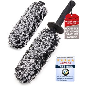 Ivality® Brosse à Jantes en Microfibres Extra Fine - Nettoyage en Douceur Jusqu'au Fond de la Jante - Brosse à Jantes en Microfi