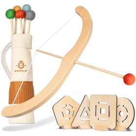 BOWRILLA® Arc et Fleches Enfant en Bois avec 5 Flèches, 4 Cibles et 1 Carquois | 3 LB Tir à l'arc pour Enfant (Intérieur et D'Ex BOWRILLA® Arc et Fleches Enfant en Bois avec 5 Flèches