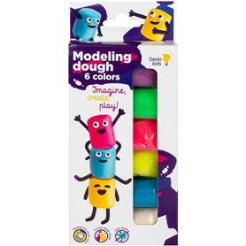 Kit de Pâte à Modeler Bio - 6 Couleurs 0,18 kg Plastiline Argile Autodurcissante Jeux Pate pour Enfant Rentrée Scolaire GenioKid Kit de Pâte à Modeler Bio - 6 Couleurs 0