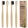 Lot de 4 brosses à dents micro-nano en bambou doux avec 20 000 poils conçus pour les gencives sensibles des enfants et des adult
