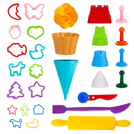 Genio Kids Accessoires pour Sable Magique et Pâte à Modeler Outils Modelage 30 Pièces Activité pour Enfant Moules pour Les Jeux