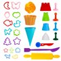 Genio Kids Accessoires pour Sable Magique et Pâte à Modeler Outils Modelage 30 Pièces Activité pour Enfant Moules pour Les Jeux