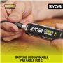 Ryobi - Coupeur à fil chaud 4V USB Lithium - 450°C - Livrée avec 5 accessoires - Câble USB-C & 1 batterie 4V 2,0 Ah USB Lithium 