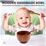 Tiamu Bol en naturel bois de jujube avec cuillères, japonais bol à soupe de nouilles de riz, Petits à dessert, bol à Salade Serv