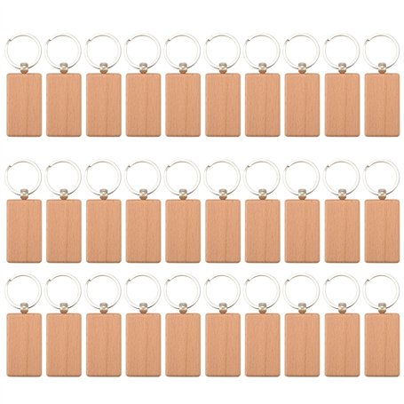 Wanjorlay 30 PièCes Blanc Porte-CléS en Bois Bricolage Porte-CléS en Bois Porte-CléS Peuvent Graver des Cadeaux de Bricolage