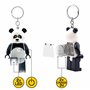 Lego Panda Guy - Porte-clés LED - Grande figurine de 7,6 cm avec lumière (KE195H) - Mobile - Blanc - Avec piles - Porte-clés amu