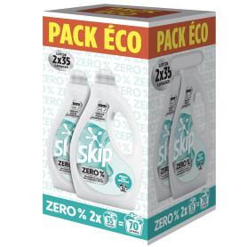 Skip - Lessive Liquide - 0% - Efficace Tout en Respectant les Peaux Très Sensibles - Formule Sans Parfum ni Colorants et Conserv