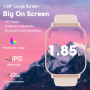 Montre Connectée Homme Femme,1.85"HD Smartwatch avec Appel Bluetooth,Montre de fitness 110+ Mode Sport avec Podomètre,Sommeil,Fr