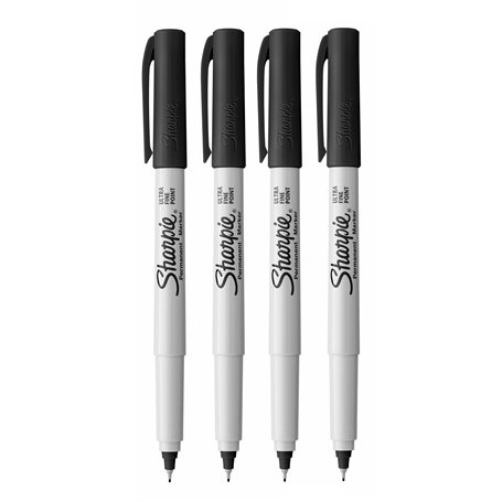 Sharpie Lot de 4 marqueurs permanents à pointe ultra fine – Encre noire
