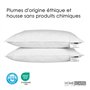 HOMESCAPES Lot de 4 Oreillers naturels en Plumes de Canard Ultra gonflants et Moelleux, 50 x 75 cm