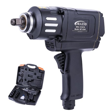 ORAZIO Jeu de Clé à Chocs Pneumatique 1/2" 1200 N.M avec 8 Douilles 12-24 mm Professionnel Visseuse à Chocs à Air Comprimé per V