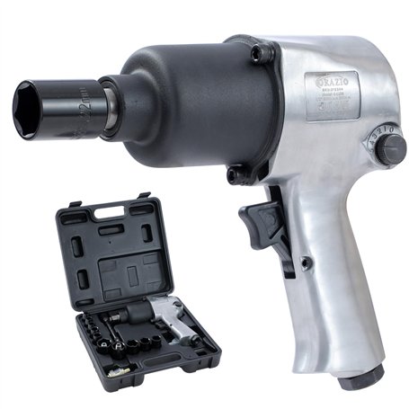 ORAZIO Clé à Chocs Pneumatique 1/2" 600 Nm avec 10 Douilles 9-27 mm Visseuse à Chocs à Air Comprimé per Garage Voiture Camion Ro