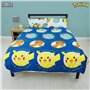 Character World Pokémon Parure de lit Double Officielle Gotta Design | Bleu réversible Pikachu Squirtle Charmander Housse de Cou
