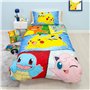 Parure de lit Simple Pokémon sous Licence Officielle rétro | Parure de lit réversible Double Face avec taie d'oreiller Assortie