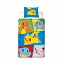 Parure de lit Simple Pokémon sous Licence Officielle rétro | Parure de lit réversible Double Face avec taie d'oreiller Assortie