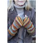 Pachamama Chauffe-poignets en laine pour femme - Doublure polaire - Rayures multicolores - Taille unique - Fait à la main - Ther