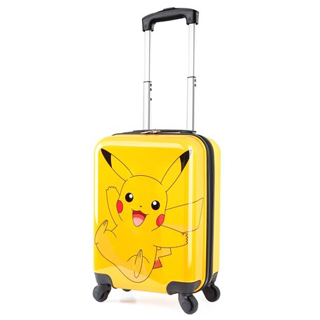 Pokémon Valise Cabine Enfant Pikachu Valises Rigides 4 roulettes 49x33x22cm 30L Voyage Accessoires Cadeau pour Gamer (Jaune