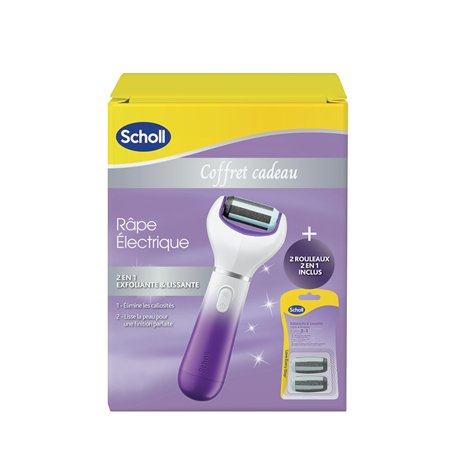 Scholl Coffret Râpe Électrique 2 en 1 Exfoliante et Lissante