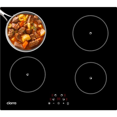 Ciarra CABBIH4-F Plaque de cuisson à induction encastrable 60 cm 4 plaques à induction