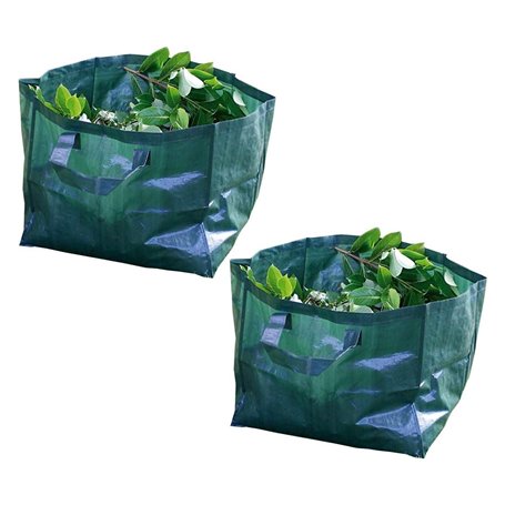 Lot de 2 sacs à déchets de jardin robustes verts avec poignées – Poubelle réutilisable pour mauvaises herbes