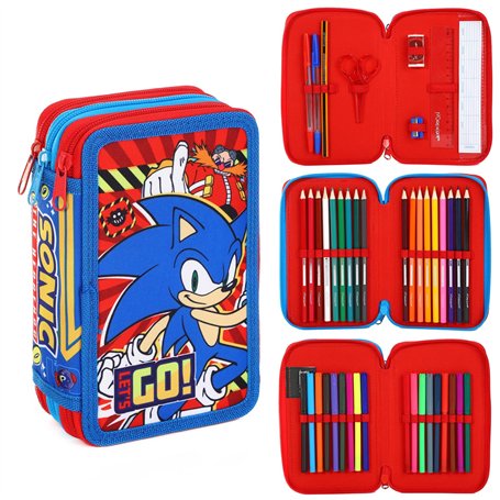 Trousse à Crayons remplie de Fournitures Scolaires pour Enfants à 3 Niveaux avec stylos