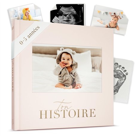 Livre de Naissance - Album Photos et Naissance - Cadeau Naissance 132 Pages et Album Photo Scrapbooking – Livre Naissance Bébé G