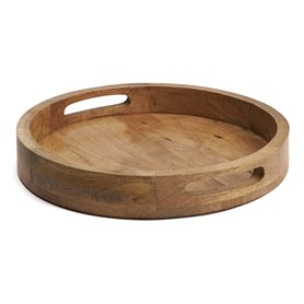 Hazelton Oaks Plateau de service rond en bois avec poignées