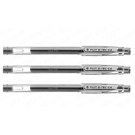 Lot de 3 stylos Pilot G-Tec-C4 gel noir pointe ultra fine 0